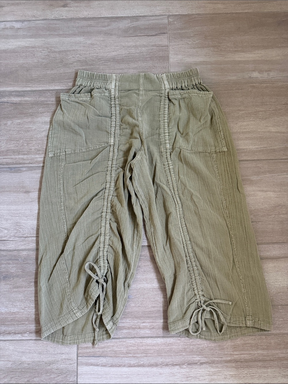 Free People Olive Green Elastic Waist Cargo Pants
